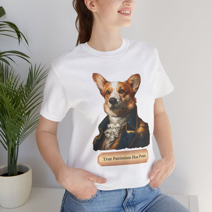 Corgi dressed as George Washington patriotic T-shirt, Gift for Dog Lovers, Unisex Casual Wear, Birthday Gift, Patriotic Pet Lovers Tee