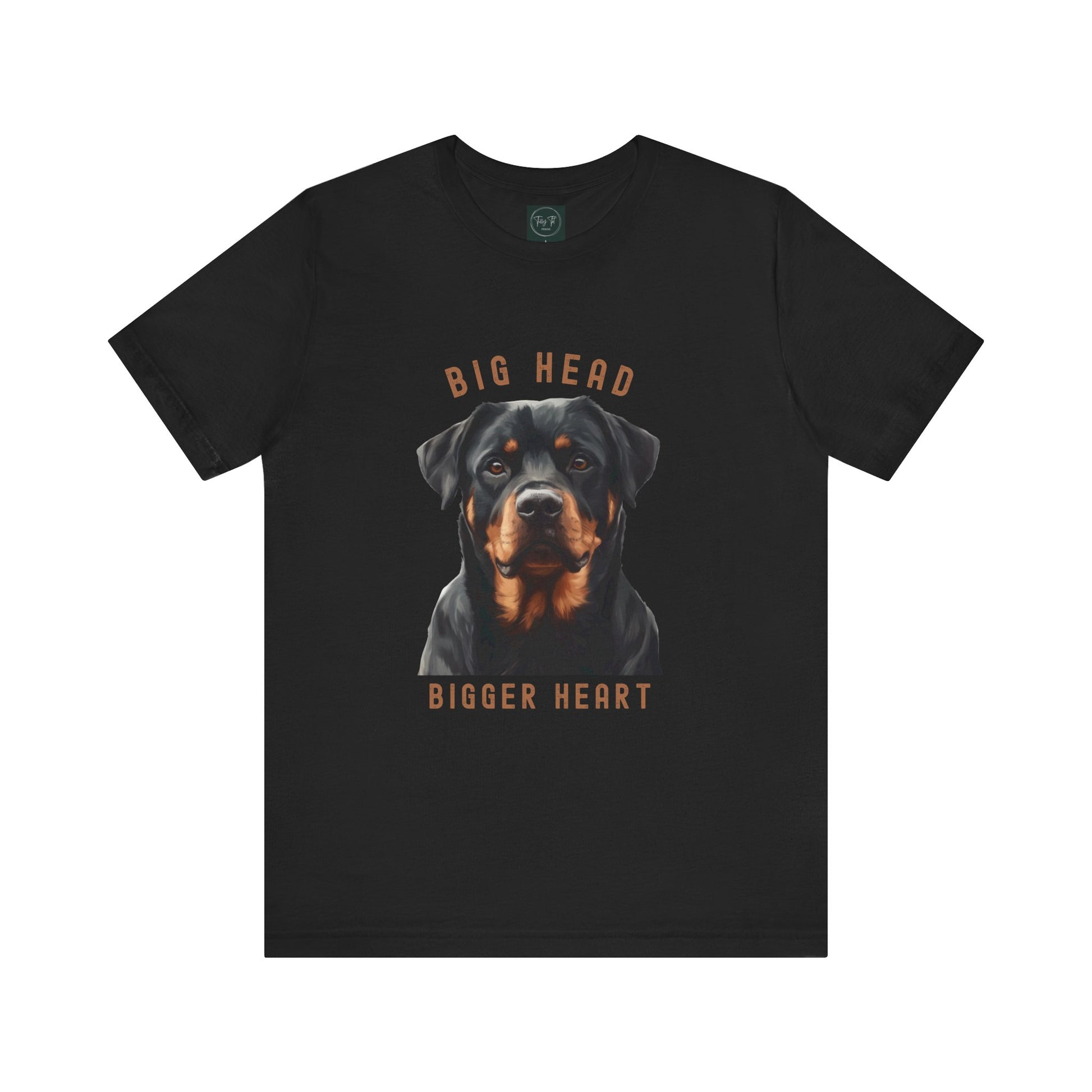 "Big Head Bigger Heart" Dog Design - Rottweiler T-Shirt Black