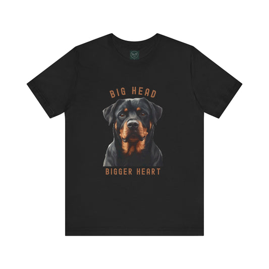 "Big Head Bigger Heart" Dog Design - Rottweiler T-Shirt Black