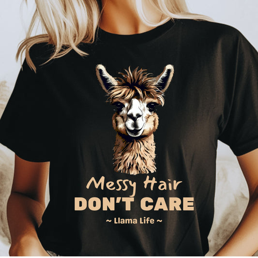 Funny Llama T-shirt, Llama Lover Humorous Gift Llama Lovers, Messy Hair Llama Gift for him Gift for her