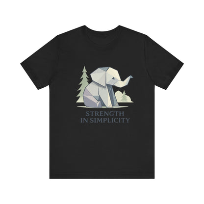 Geometric Origami Elephant Strength in Simplicity T-Shirt Design in Black