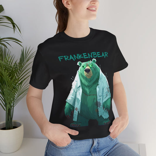Grizzly Bear dressed as Frankenstein for Halloween on model in black