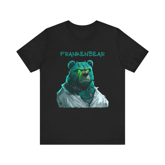 Grizzly brown bear dressed as Frankenstein