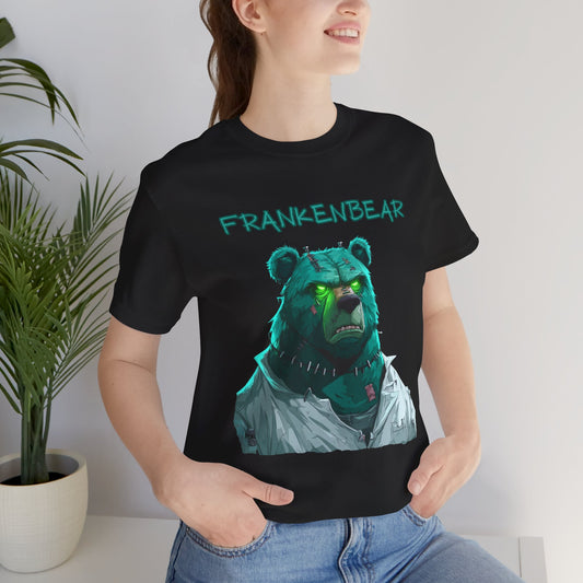 Grizzly brown bear dressed as Frankenstein on model
