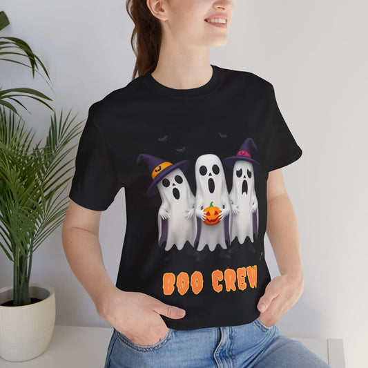 Halloween three ghosts boo crew in black on model