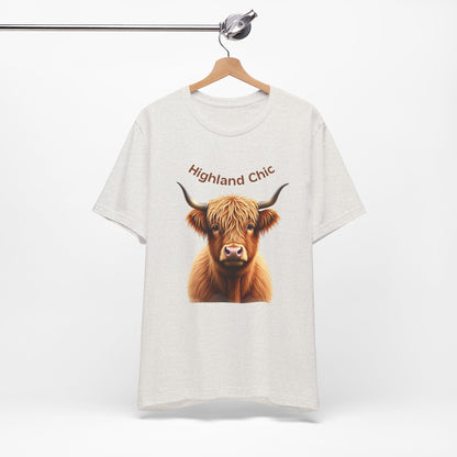 Highland Chic - Highland Cow cement T-shirt on hanger