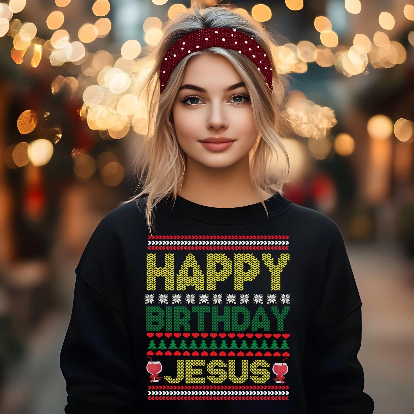 Happy Birthday Jesus Ugly Christmas Sweatshirt Christmas Gift, Religious Apparel, Holiday Wear, Church Event Sweatshirt Gift for Her