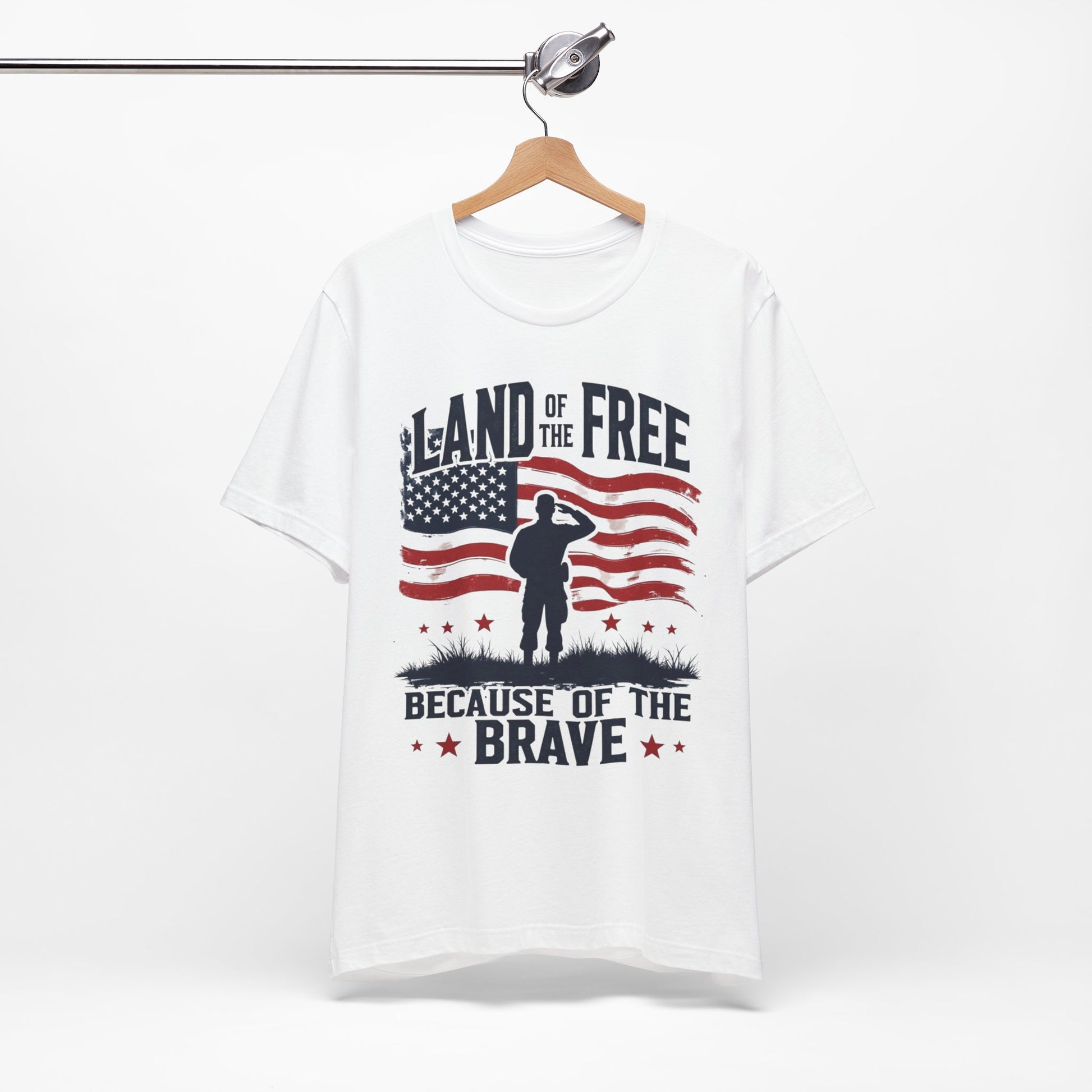 Land of the Free because of the Brave on hanger - white