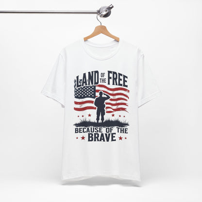 Land of the Free because of the Brave on hanger - white