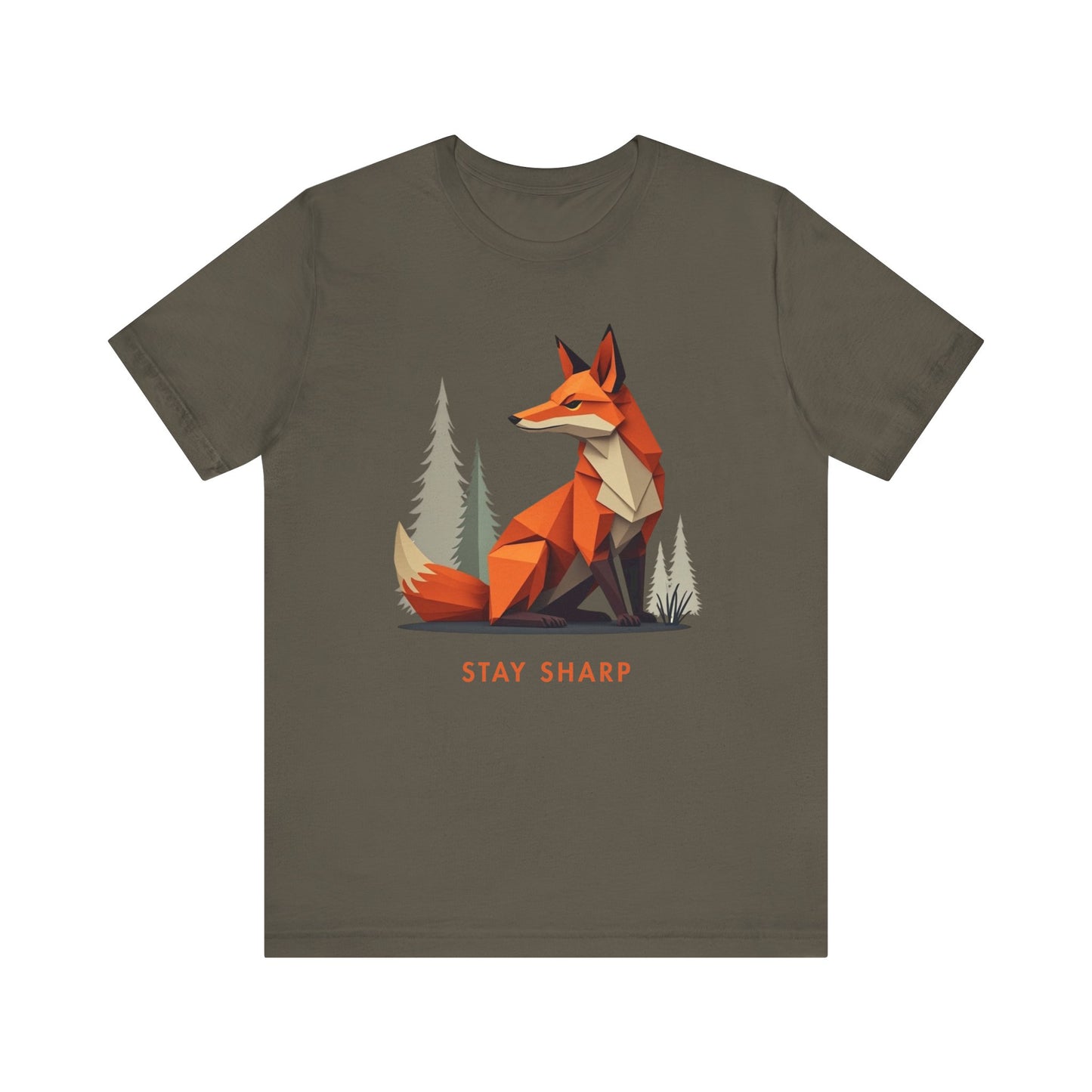 Origami_Fox_Stay_Sharp_army_T-Shirt