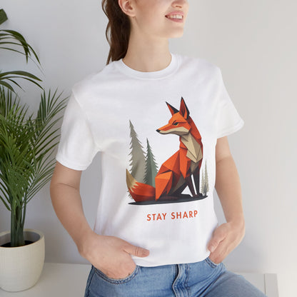 Origami Fox Stay Sharp white T-Shirt on model