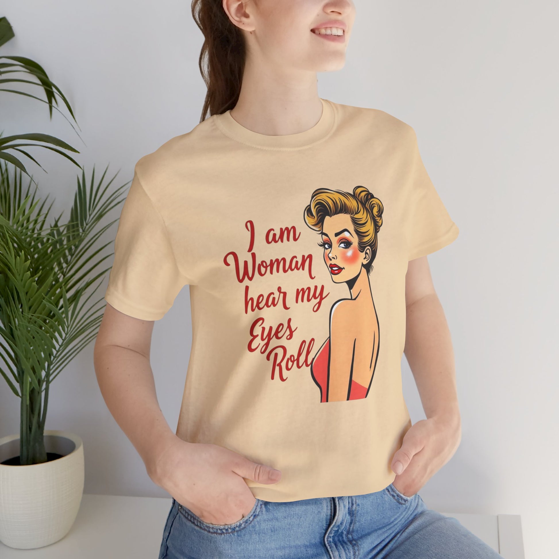 Sassy_Woman_T-Shirt-_I_am_Woman_-_coloured on cream on model