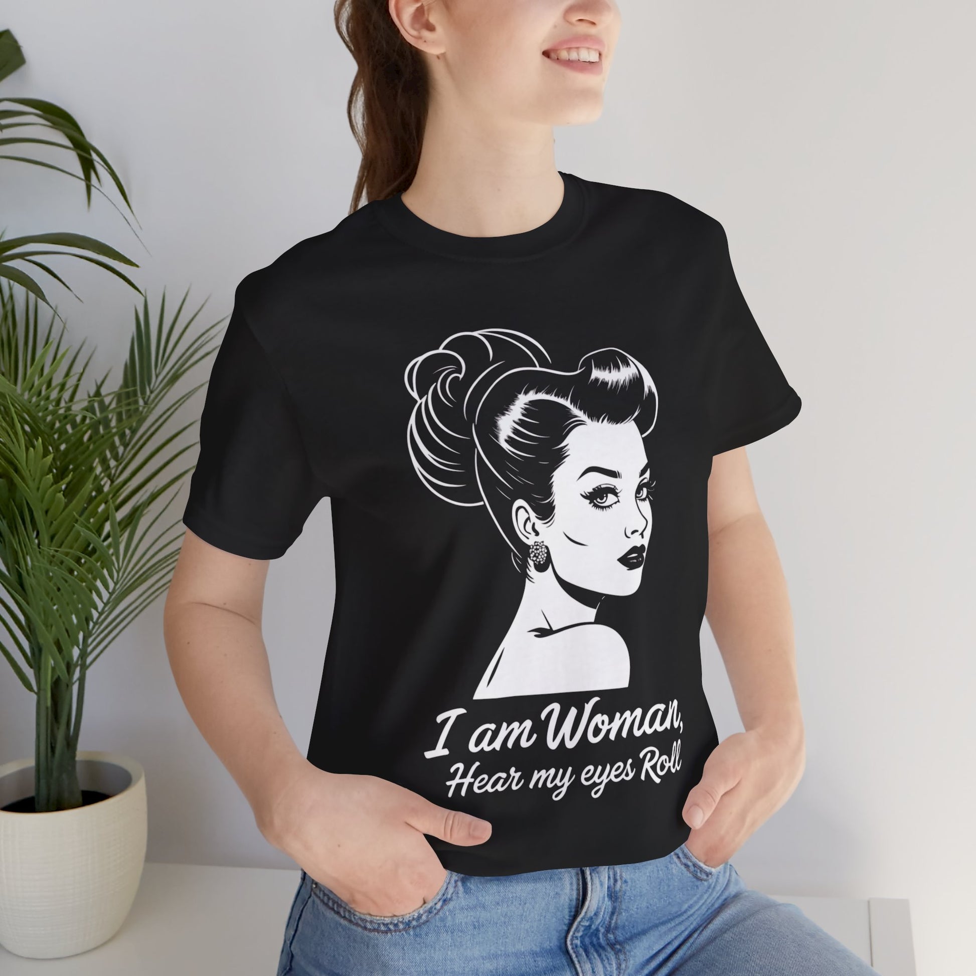 Sassy_Woman_T-Shirt-_I_am_Woman_-_white on black on model
