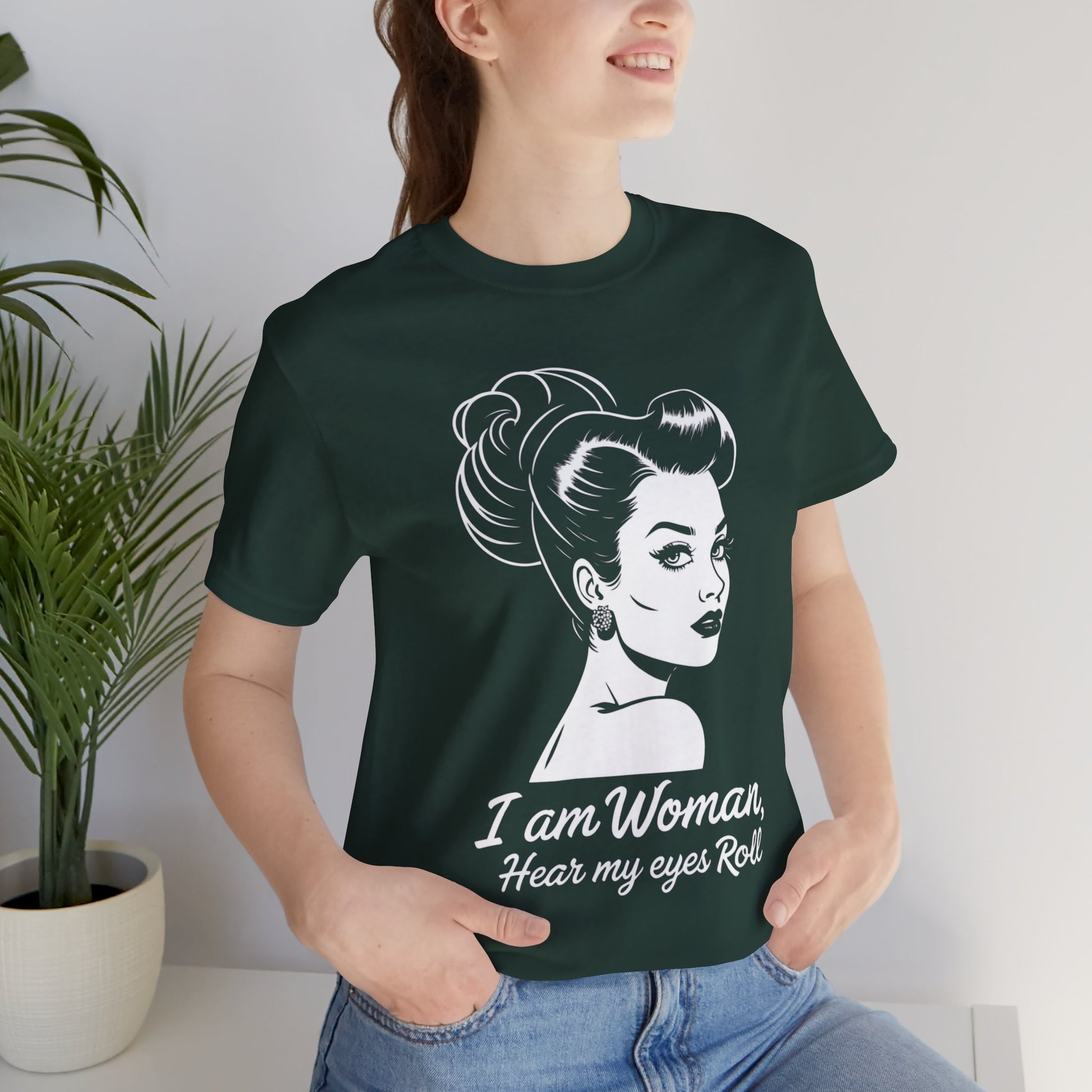 Sassy_Woman_T-Shirt-_I_am_Woman_-_white on green on model