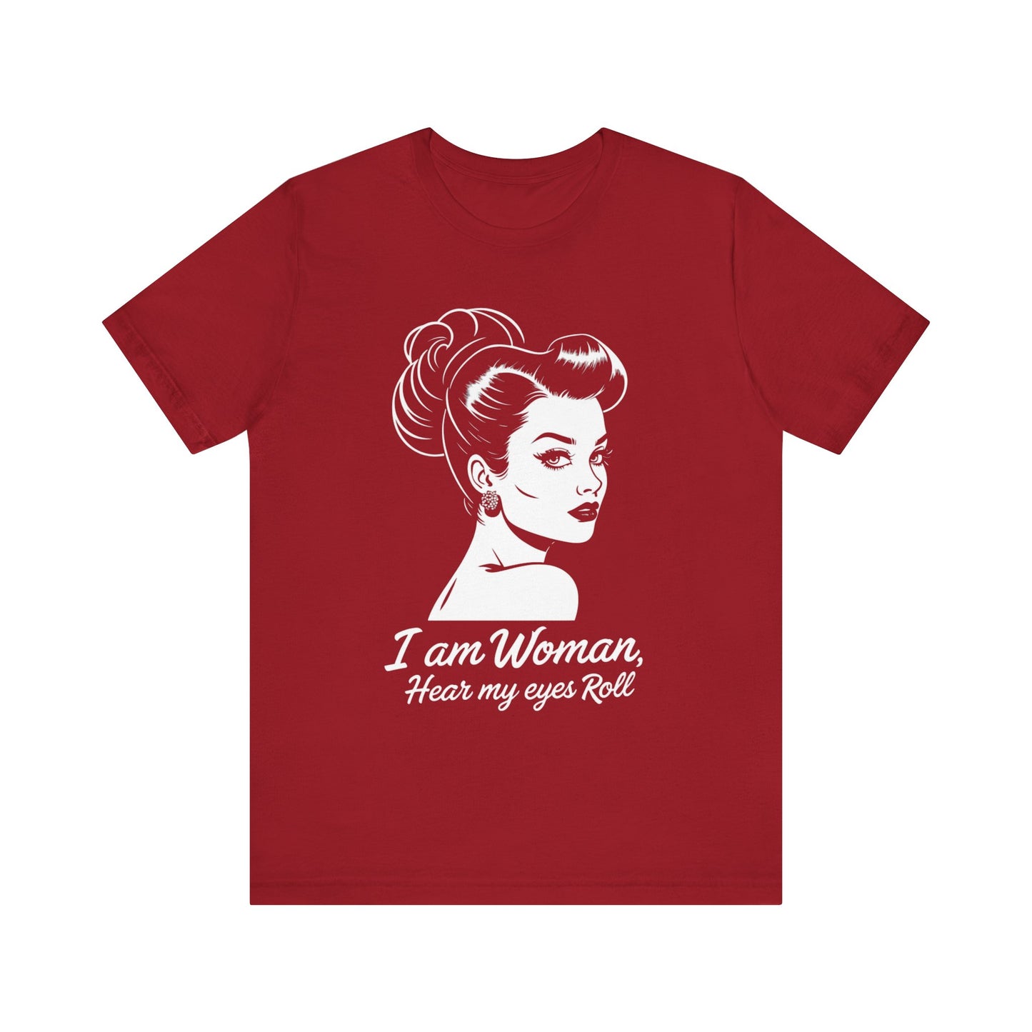 Sassy_Woman_T-Shirt-_I_am_Woman_-_white on red