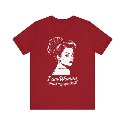 Sassy_Woman_T-Shirt-_I_am_Woman_-_white on red
