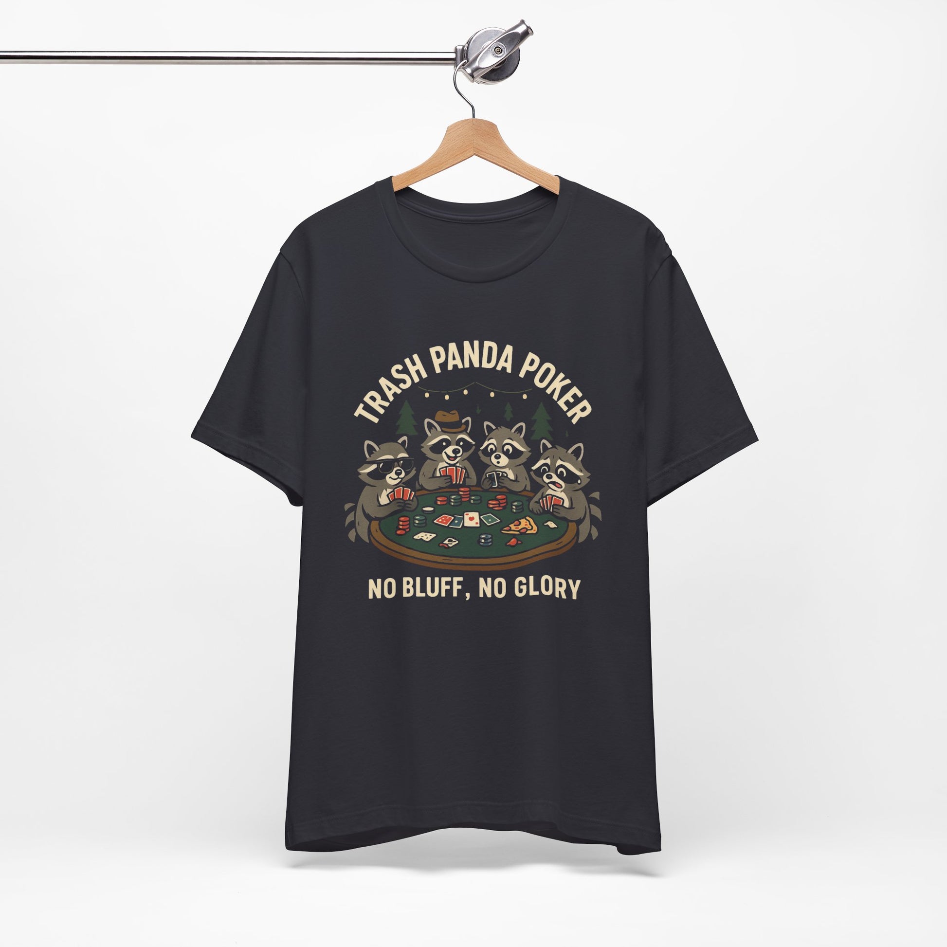 Trash Panda Poker Short Sleeve T-Shirt Dark grey on hanger