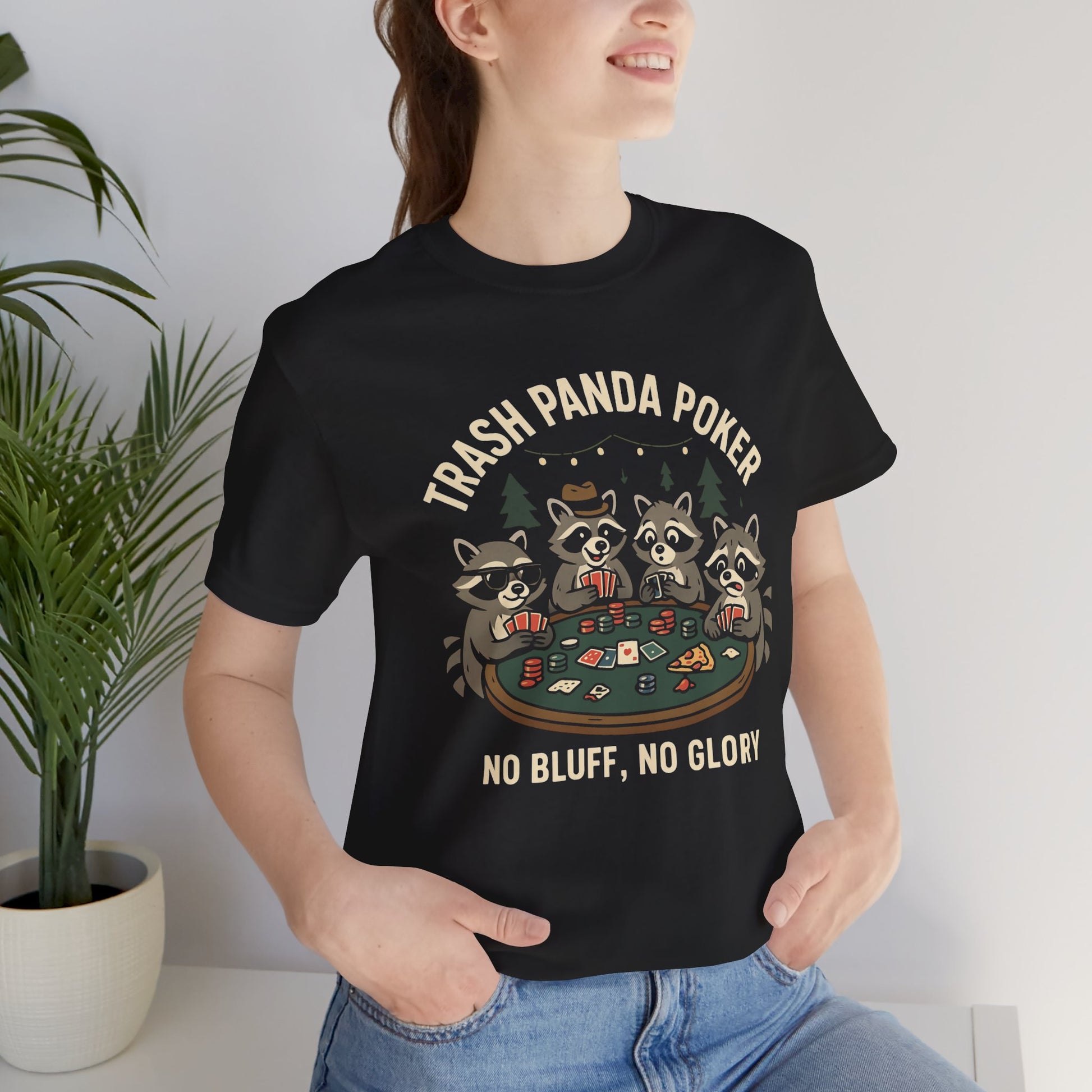 Trash Panda Poker Short Sleeve T-Shirt black on model