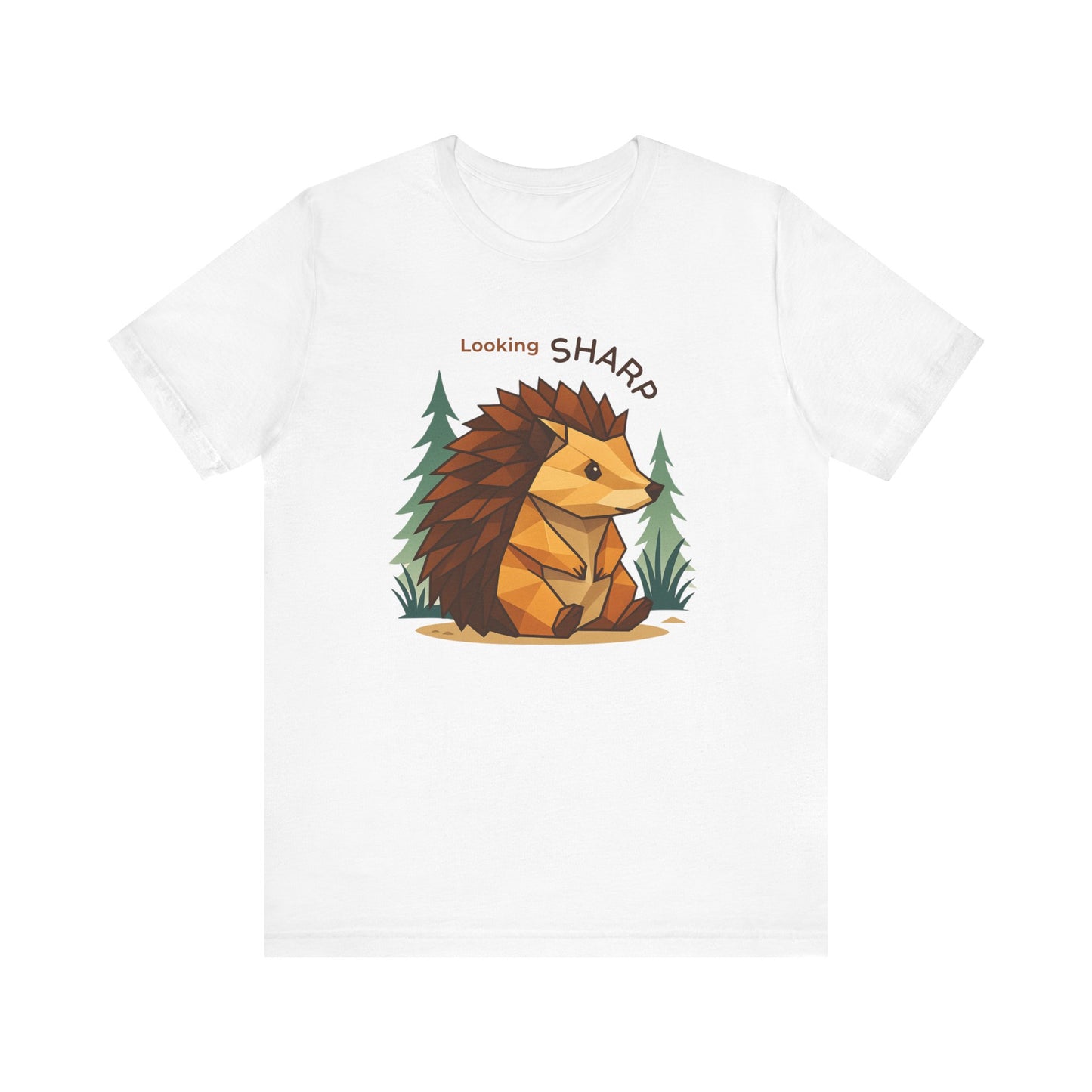 White - Looking Sharp Hedgehog T-shirt - Geometric Origami Design