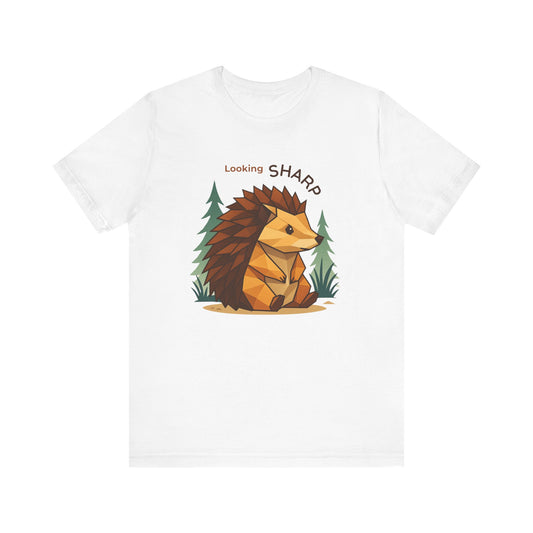 White - Looking Sharp Hedgehog T-shirt - Geometric Origami Design